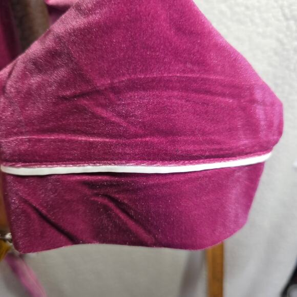 INC NWT XL Pink Velvet w White trim Shawl W belt Top Buttondown Relaxing Lounge - Picture 10 of 14